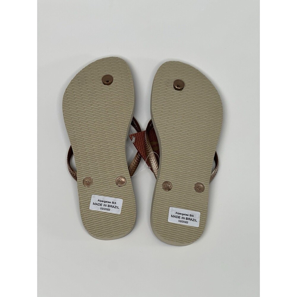Havaianas Slim Iridescent Flip-Flop Sandals Women's 9/10 Euro 41/42 Sand Grey - Picture 2 of 5